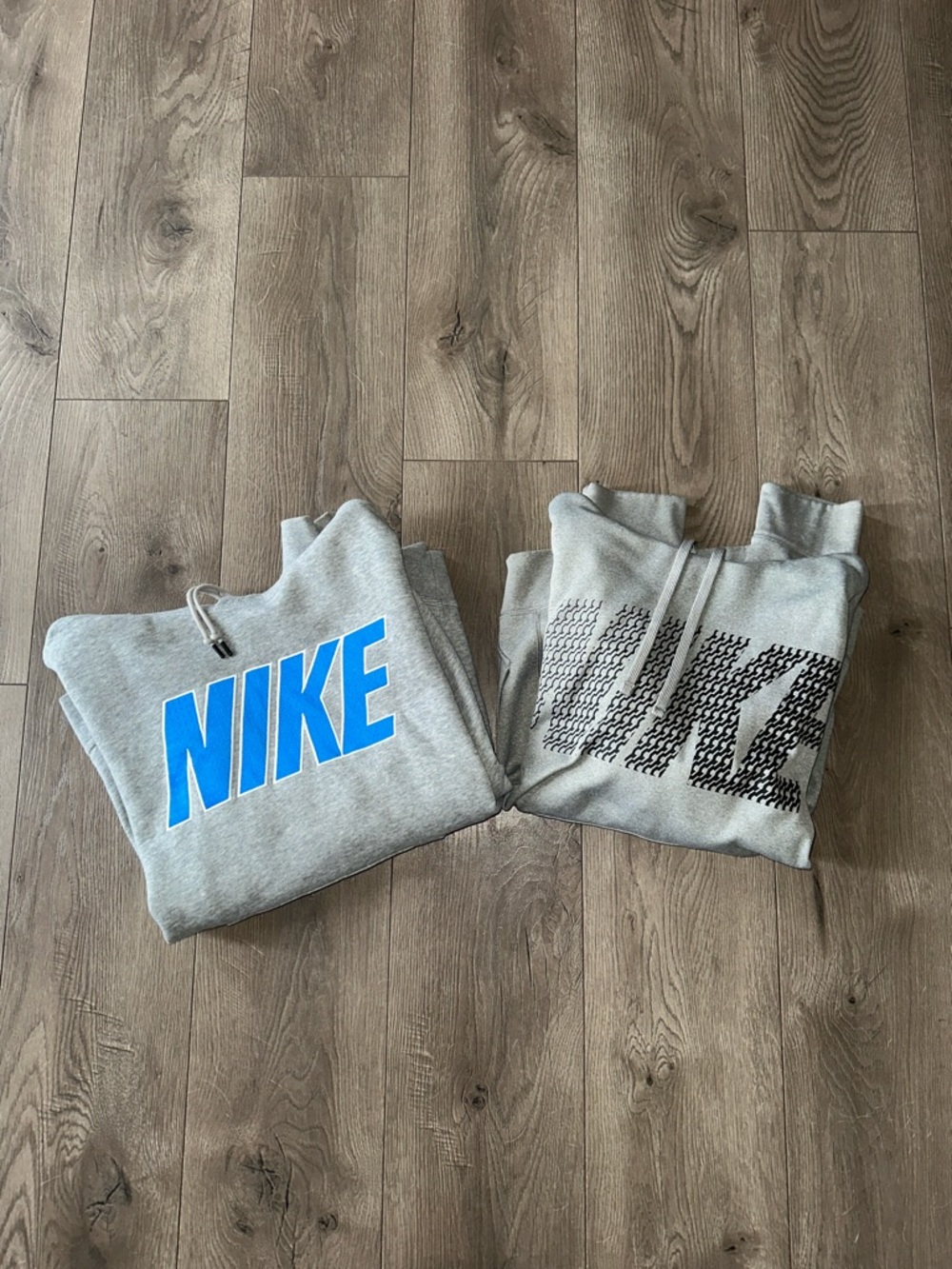 Nike Grey Hoodies with Bright Blue and Black Logos